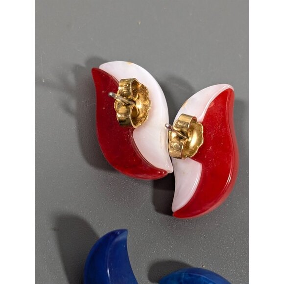 Vintage Avon Summer Brights Convertible Red White Blue Earrings Patriotic - Picture 8 of 9